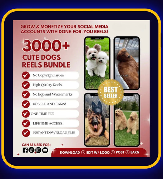 3000+ cute dogs reels bundle