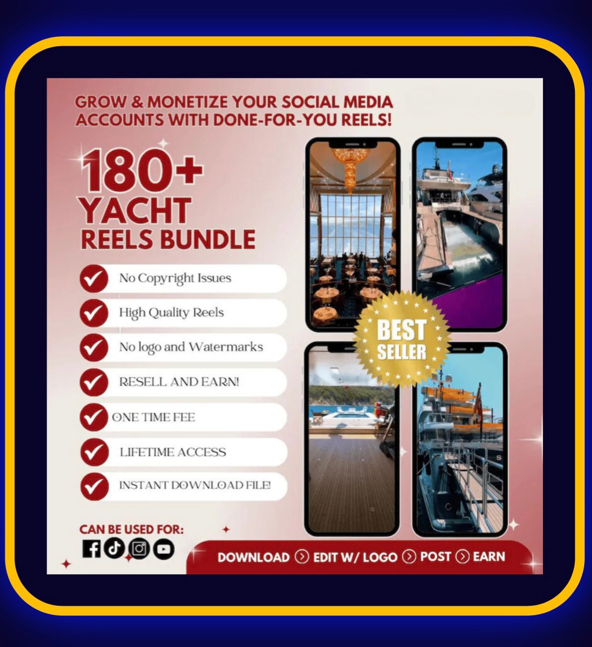 180+ yacht reels bundle