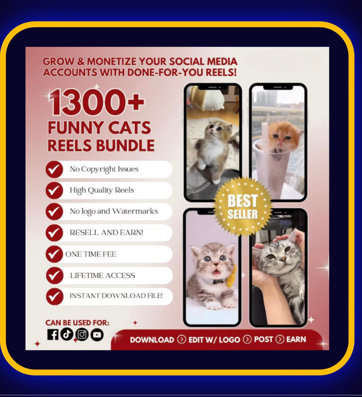 1300+ funny cats reels bundle